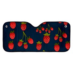 Strawberry Texture, Blue Background With Strawberries Car Windshield Sunshade