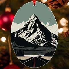 Mountains Uv Print Acrylic Ornament Oval