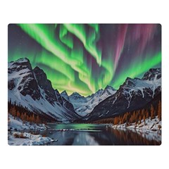 Lake Mountains Aorora Northern Lights Snow Two Sides Premium Plush Fleece Blanket (large)