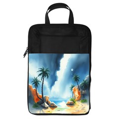 Delicate Watercolor Painting Surreal Oasis Scene With Intense Dramatic Lighting Foldable Shoe Storage Bag
