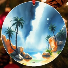 Delicate Watercolor Painting Surreal Oasis Scene With Intense Dramatic Lighting Uv Print Acrylic Ornament Round