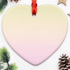 Cream Yellow To Pink Lace Linear Gradient Heart Ornament (two Sides)