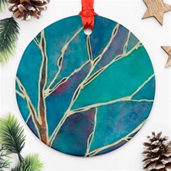 Aqua Batik, Abstract, Colorful Round Ornament (two Sides)