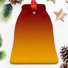 Burgundy Red To Amber Orange Linear Gradient Bell Ornament (two Sides)