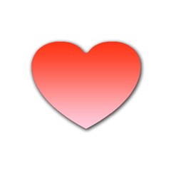 Scarlet Red To Pink Lace Linear Gradient Rubber Coaster (heart)