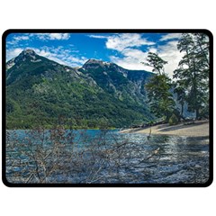 Beach At Los Alerces National Park, Chubut Province, Argentina Fleece Blanket (large)