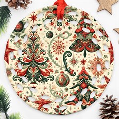 Christmas Tree Snow Ornament (round Filigree)