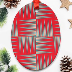 Zigzag Pattern Chevron Red Ornament (oval)