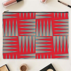 Zigzag Pattern Chevron Red Cosmetic Bag (xxxl)