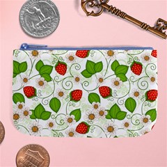 Strawberry Fruit Pattern Leaves Large Coin Purse