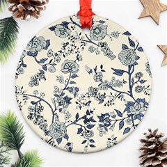 Blue Vintage Background Round Ornament (two Sides)