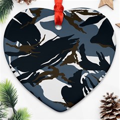 Blue Winter Camouflage, Military Camouflage Heart Ornament (two Sides)