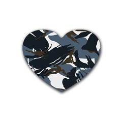 Blue Winter Camouflage, Military Camouflage Rubber Coaster (heart)