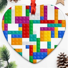Colorful Bricks, Bricks, Colorful Heart Ornament (two Sides)