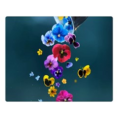 Falling Flowers, Art, Coffee Cup Two Sides Premium Plush Fleece Blanket (large)