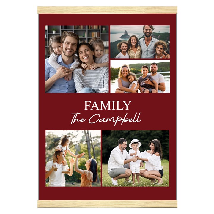 Personalized 5 Photos Family Name Hanging Canvas Print Hanging Canvas Prints 16  x 22 