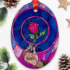 Enchanted Rose Stained Glass Ornament (oval)