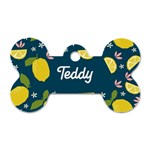 Lemon Graphic Pattern Dog Tag Bone (One Side) Front