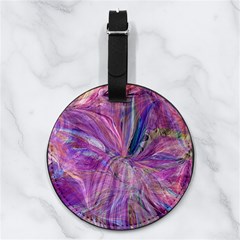 Pink On Magenta Nappa Leather Luggage Tag Round