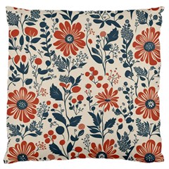 Retro Scandinavian Nordic Flowers Pattern Large Cushion Case (one Side)