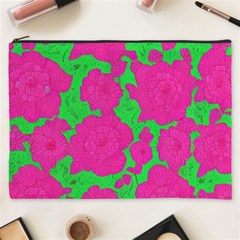 Mid Century Retro Floral 1970s 1960s Pattern 98 Cosmetic Bag (xxxl)