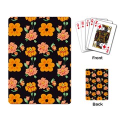 Retro 40s 50s Flowers Pattern Halloween 3 Playing Cards Single Design (rectangle)