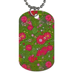 Mid Century Retro Floral 1970s 1960s Pattern 88 Dog Tag (one Side)