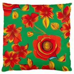 Mid Century Retro Floral 1970s 1960s Pattern 89 16  Baby Flannel Cushion Case (two Sides)