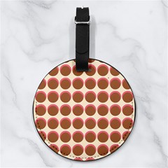 Retro 40s 50s Cupcake Pattern Nappa Leather Luggage Tag Round