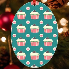 Retro 40s 50s Cupcake Pattern 2 Uv Print Acrylic Ornament Oval