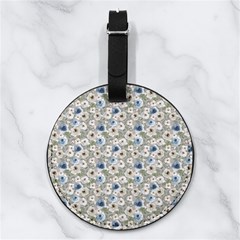 Grey Roses Nappa Leather Luggage Tag Round