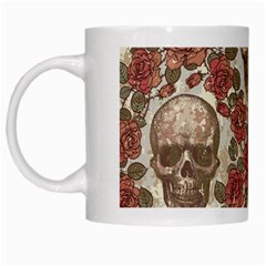Skull And Roses Flowee Flora Floral Patterns Pattern White Mug