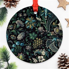 Pattern Flower Plants Leaves Nature Round Ornament (two Sides)