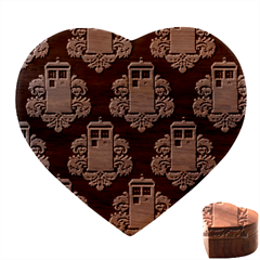Dr Who Tardis Pattern Heart Wood Jewelry Box