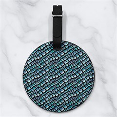 Turquoise Snake  Nappa Leather Luggage Tag Round