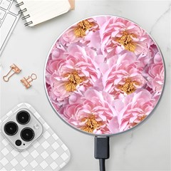 Peonies Nature Bloom Blossom Pink Wireless Fast Charger(white)