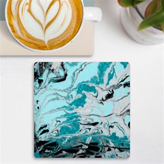 Fluid Turquoise Uv Print Square Tile Coaster 