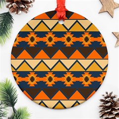 Aztec Mexico Inca Mayan Design Round Ornament (two Sides)