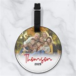Custom Photo Family Name Any Text Nappa Leather Luggage Tag Round Front