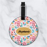 Custom Icecream Dessert Name Any Text Nappa Leather Luggage Tag Round Front