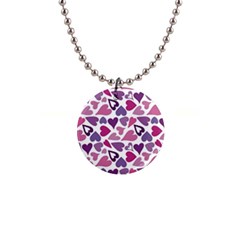 Heart Pattern Repetition Background 1  Button Necklace