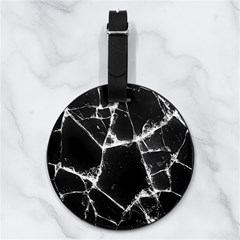 Dark Patch Art Crack Construction Nappa Leather Luggage Tag Round