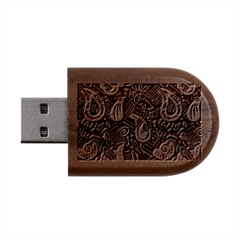 Abstract Art Pattern Design Background Wood Oval Usb Flash Drive