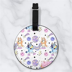 Bluey, Bluey Merch, Bluey Pattern, Bluey Bluey, Bingo, Bluey Design, Bluey Dog Nappa Leather Luggage Tag Round