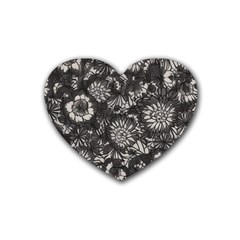 Mid Century Retro Floral 1970s 1960s Pattern 71 Rubber Coaster (heart)