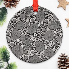 Mid Century Retro Floral 1970s 1960s Pattern 85 Round Ornament (two Sides)