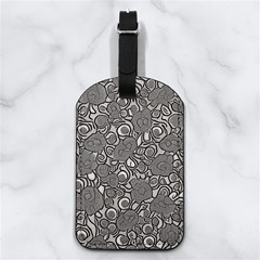 Mid Century Retro Floral 1970s 1960s Pattern 85 Nappa Leather Luggage Tag Rectangle