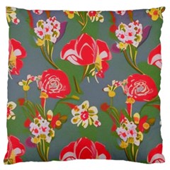 Mid Century Retro Floral 1970s 1960s Pattern 83 Standard Premium Plush Fleece Cushion Case (two Sides)