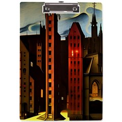 Sci-fi Futuristic Science Fiction City Neon Scene Artistic Technology Machine Fantasy Gothic Town Bu A4 Acrylic Clipboard