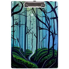Nature Outdoors Night Trees Scene Forest Woods Light Moonlight Wilderness Stars A4 Acrylic Clipboard